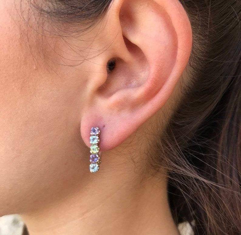 Elegant 18k Gold Vermeil Earrings featuring Round Natural Ruby, showcasing July's birthstone for special occasions and everyday wear.