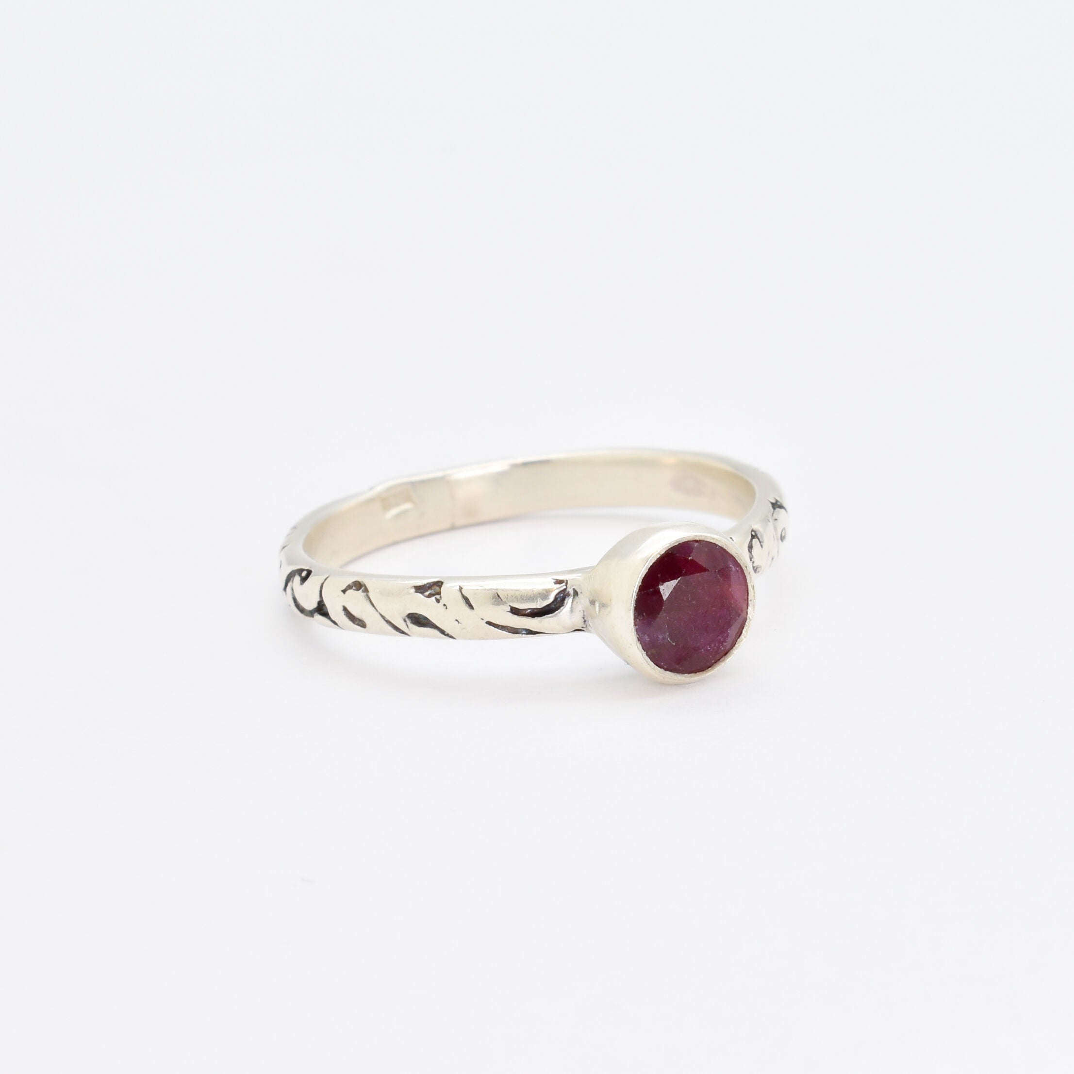 Elegant 925 Sterling Silver Natural Ruby Ring with Round Ruby, July Birthstone, a perfect gift for birthdays and special occasions.