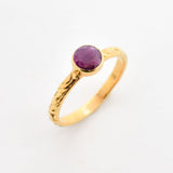 Dazzling gold vermeil ring featuring a round natural ruby, a meaningful gift for July birthdays and special moments.
