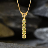 Vertical Peridot Pendant - Natural Peridot Necklace, Gold Peridot Necklace