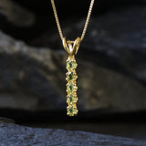 Vertical Peridot Pendant - Natural Peridot Necklace, Gold Peridot Necklace