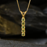 Vertical Peridot Pendant - Natural Peridot Necklace, Gold Peridot Necklace