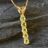 Vertical Peridot Pendant - Natural Peridot Necklace, Gold Peridot Necklace