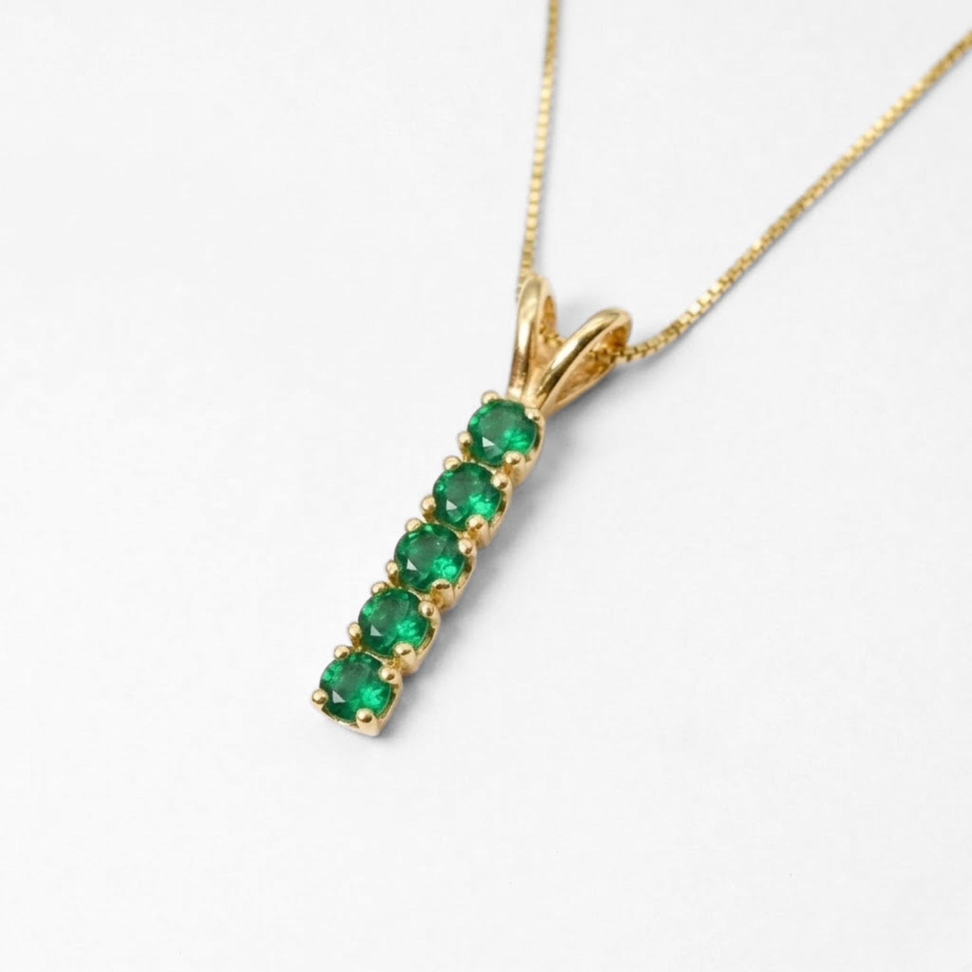 Stunning 18k Gold Vermeil Emerald Pendant featuring Channel-Set Round Created Green Emerald, ideal May birthstone gift.