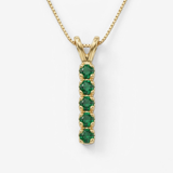 Created Emerald Pendant made in 18k Gold Vermeil with Round Created Green Emerald in Channel-Set setting, May Birthstone gift idea, symbolizes, ideal for everyday wear and perfect for birthday gifting and special occasions.