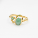 Two Stone Emerald Gold Ring - Statement Emerald Ring - Natural Emerald Ring