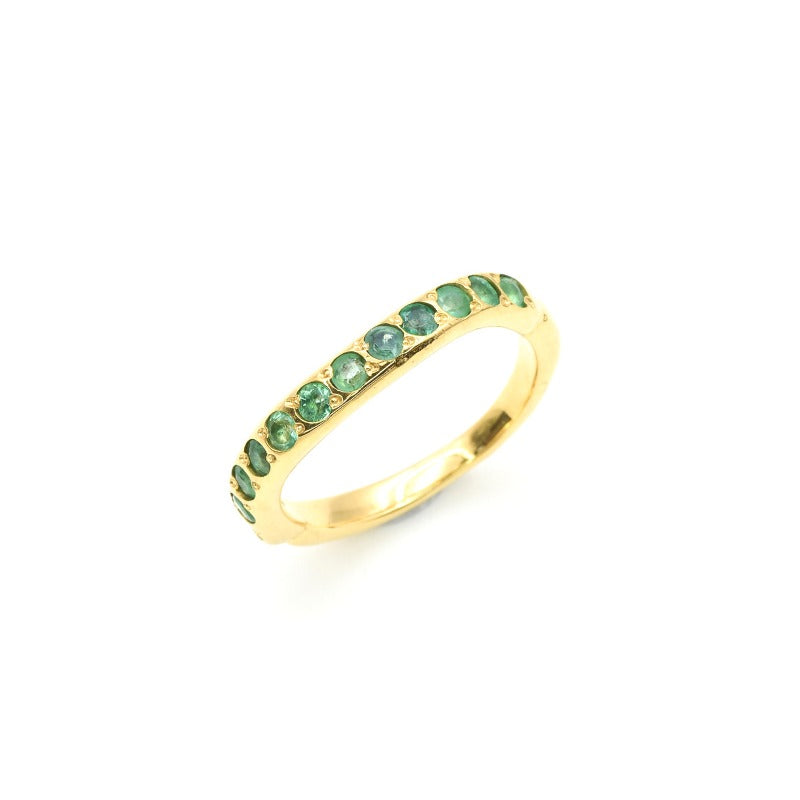 Natural Emerald Ring made in 18k Gold Vermeil with Round Natural Green Emerald in Channel-Set setting, May Birthstone gift idea, symbolizes growth, harmony, and deep emotional healing, ideal for everyday wear and perfect for birthday gifting and special occasions.