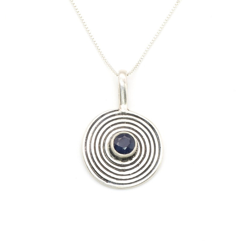 Natural Sapphire Pendant made in 925 Sterling Silver with Round Natural Blue Sapphire in Bezel setting, September Birthstone gift idea, symbolizes sincerity, truth, and faithfulness, ideal for everyday wear and perfect for birthday gifting and special occasions.