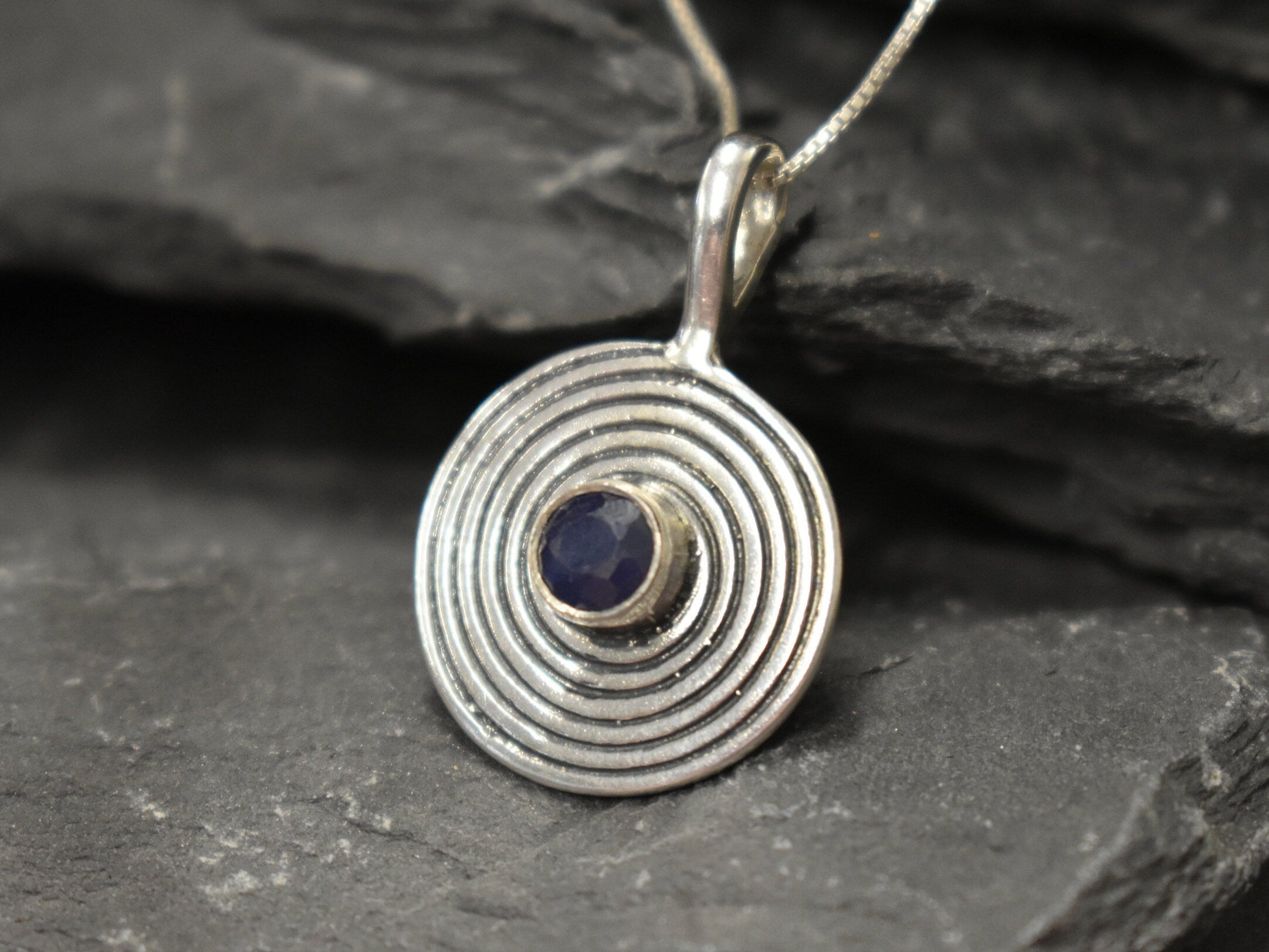 Elegant Natural Sapphire Pendant in 925 Sterling Silver, featuring a Round Blue Sapphire, perfect for everyday wear and gifts.