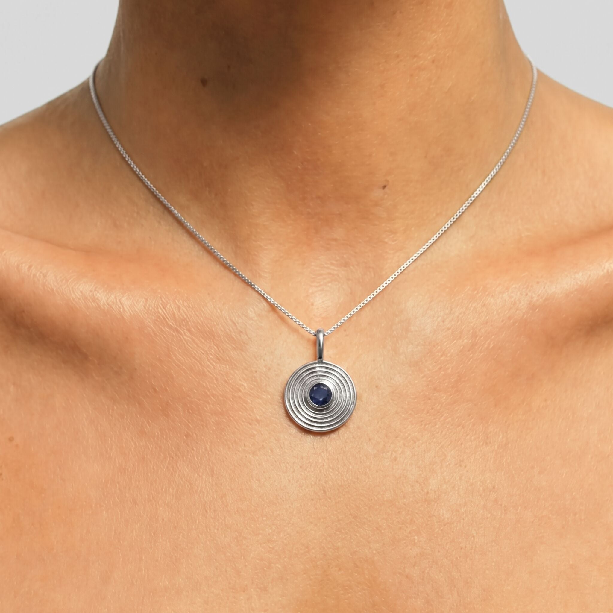 Elegant Natural Sapphire Pendant in 925 Sterling Silver, featuring a Round Blue Sapphire, perfect for everyday wear and gifts.