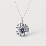 Blue Spiral Pendant - Round Sapphire Pendant - Real Sapphire Necklace