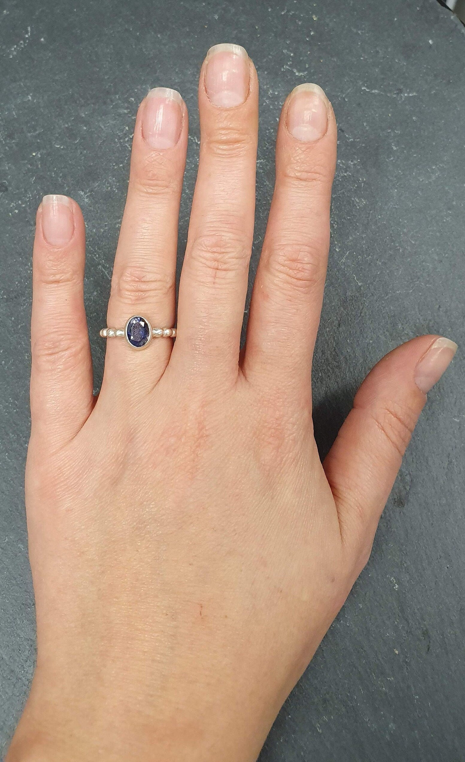 Iolite Ring, Natural Iolite Ring, Purple Diamond Ring, Solitaire Ring, Vintage Rings, Purple Iolite Ring, Promise Ring, Silver Ring, Iolite