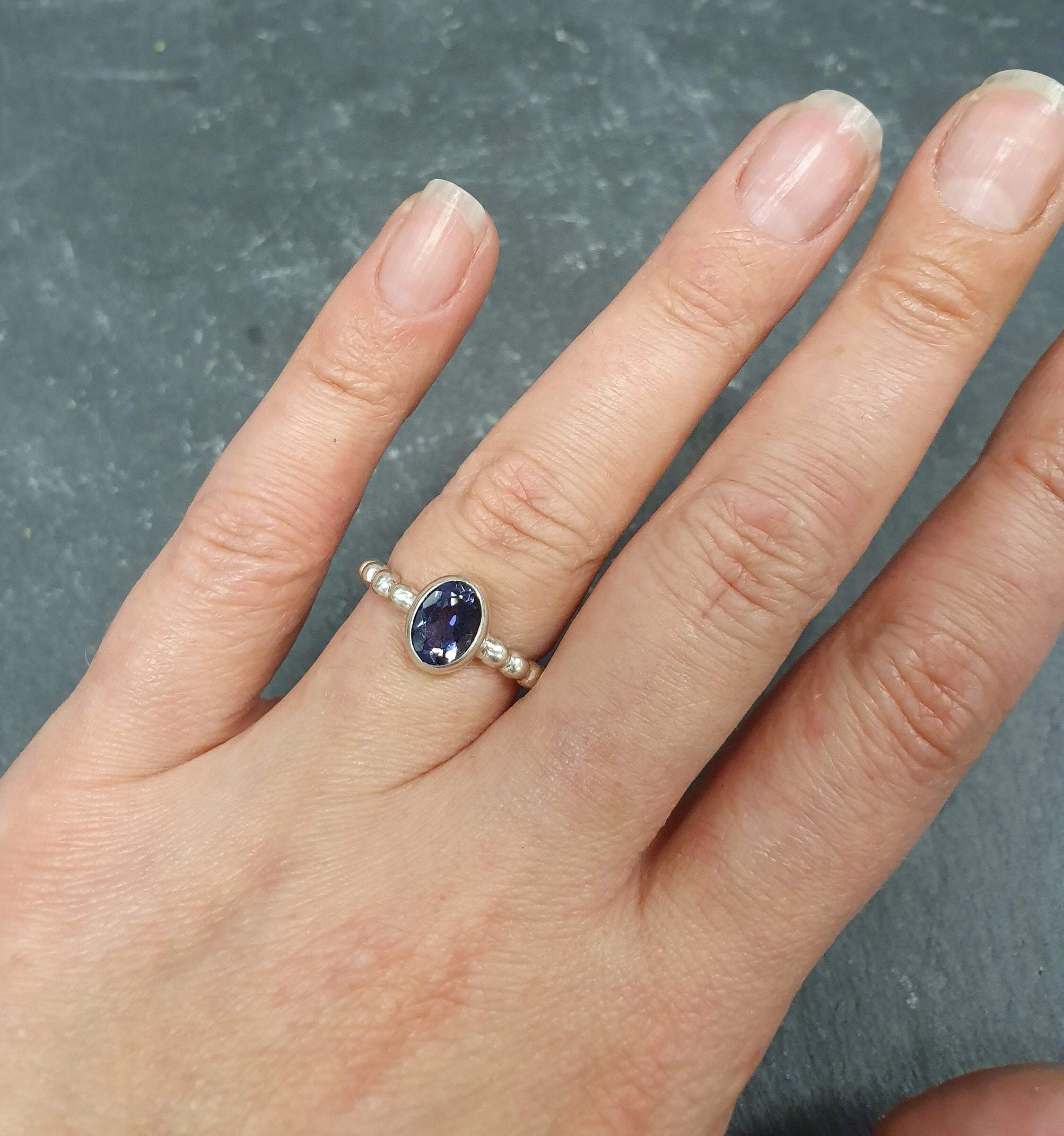 Iolite Ring, Natural Iolite Ring, Purple Diamond Ring, Solitaire Ring, Vintage Rings, Purple Iolite Ring, Promise Ring, Silver Ring, Iolite