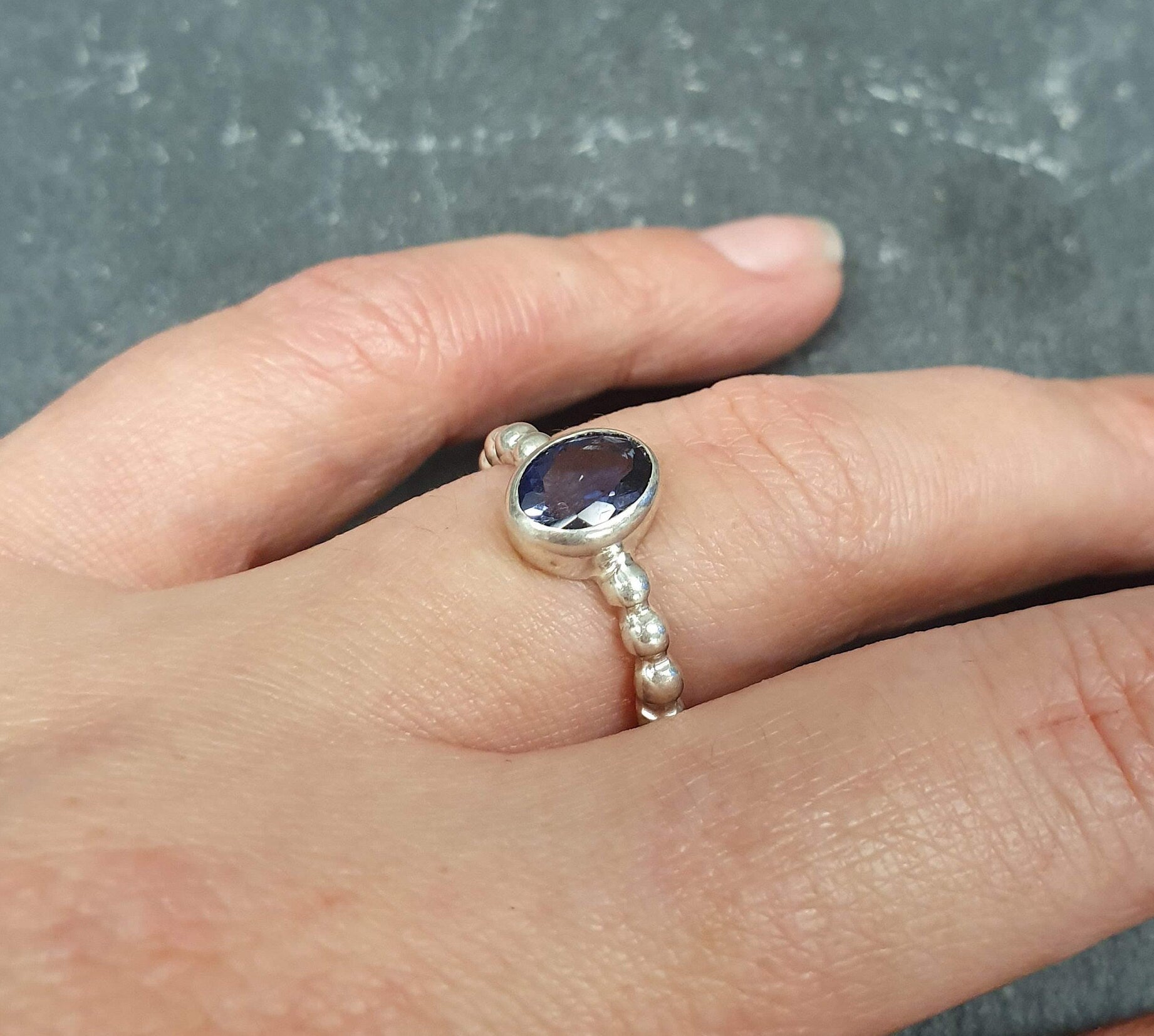 Iolite Ring, Natural Iolite Ring, Purple Diamond Ring, Solitaire Ring, Vintage Rings, Purple Iolite Ring, Promise Ring, Silver Ring, Iolite