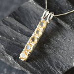 Citrine Pendant, Natural Citrine, November Birthstone, Yellow Line Pendant, Bar Pendant, Minimal Pendant, Silver Pendant, Layering Necklace