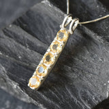 Vertical Citrine Pendant - Natural Citrine Necklace, Yellow Gemstone Pendant