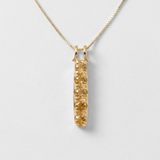 Vertical Citrine Pendant - Natural Citrine Necklace, Yellow Gemstone Pendant