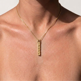 Vertical Citrine Pendant - Natural Citrine Necklace, Yellow Gemstone Pendant