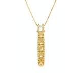 Vertical Citrine Pendant - Real Citrine Necklace - November Birthstone Necklace