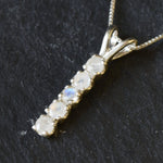 Moonstone Pendant, Minimalistic Bar Pendant, Natural Rainbow Moonstone, June Birthstone, White Pendant, Line Necklace, Solid Silver Pendant