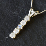 Moonstone Pendant, Minimalistic Bar Pendant, Natural Rainbow Moonstone, June Birthstone, White Pendant, Line Necklace, Solid Silver Pendant