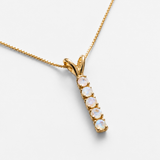 Vertical Moonstone Pendant - Natural Rainbow Moonstone Necklace, Gold Moonstone Pendant