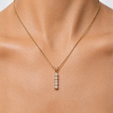 Vertical Moonstone Pendant - Natural Rainbow Moonstone Necklace, Gold Moonstone Pendant