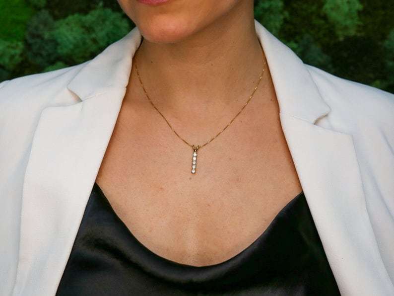 Moonstone Pendant, Minimalistic Bar Pendant, Natural Rainbow Moonstone, June Birthstone, White Pendant, Line Necklace, Solid Silver Pendant(1)