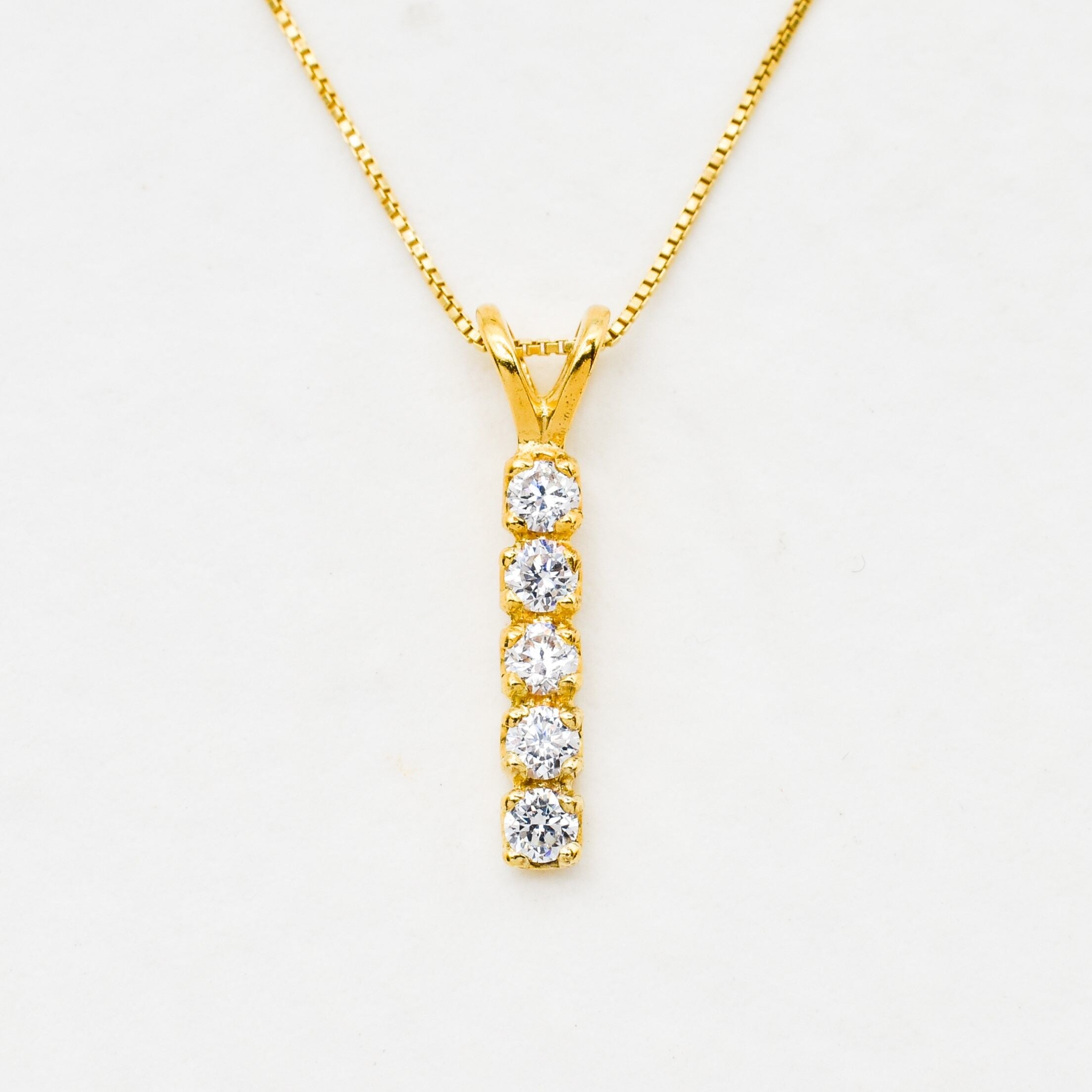 Gold Diamond Pendant, Created Diamond, Minimalistic Pendant, Line Pendant, Dainty Pendant, Vintage Pendant, Sparkly Pendant, Diamond Pendant