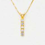 Vertical Diamond Pendant - Silver Bridal Necklace - Diamond Necklace