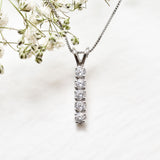 Vertical Diamond Pendant - Gold Diamond Necklace, Dainty Sparkly Pendant