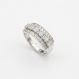Triple Moonstone Ring - Natural Rainbow Moonstone - Half Eternity Band