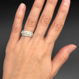 Triple Moonstone Ring - Natural Rainbow Moonstone - Half Eternity Band