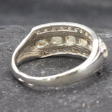 Triple Moonstone Ring - Natural Rainbow Moonstone - Half Eternity Band