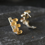 Yellow Baguette Earrings - Natural Citrine Earrings, Staggered Baguette Earrings