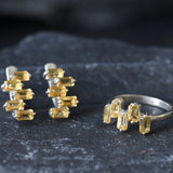 Yellow Baguette Earrings - Natural Citrine Earrings, Staggered Baguette Earrings