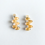Yellow Baguette Earrings - Natural Citrine Earrings, Staggered Baguette Earrings
