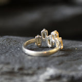 Silver Citrine Ring - Natural Citrine Ring - Yellow Baguette Band