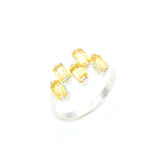 Silver Citrine Ring - Natural Citrine Ring - Yellow Baguette Band