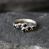Onyx Gold Ring - Asymmetric Band, Natural Onyx Ring, Stackable Onyx Ring