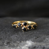 Onyx Ring - Black Stone Ring - Vintage Bypass Band
