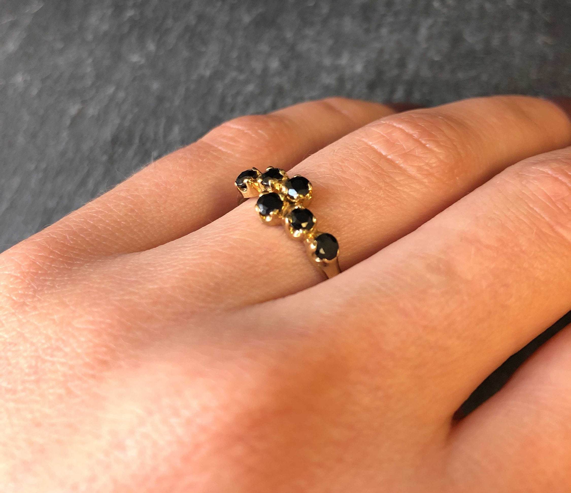 Onyx Ring, Black Stone Band, Natural Onyx Ring, Dainty Black Ring, Black Stackable Ring, Small Black Ring, Solid Silver Ring, Onyx Band, 925(1)