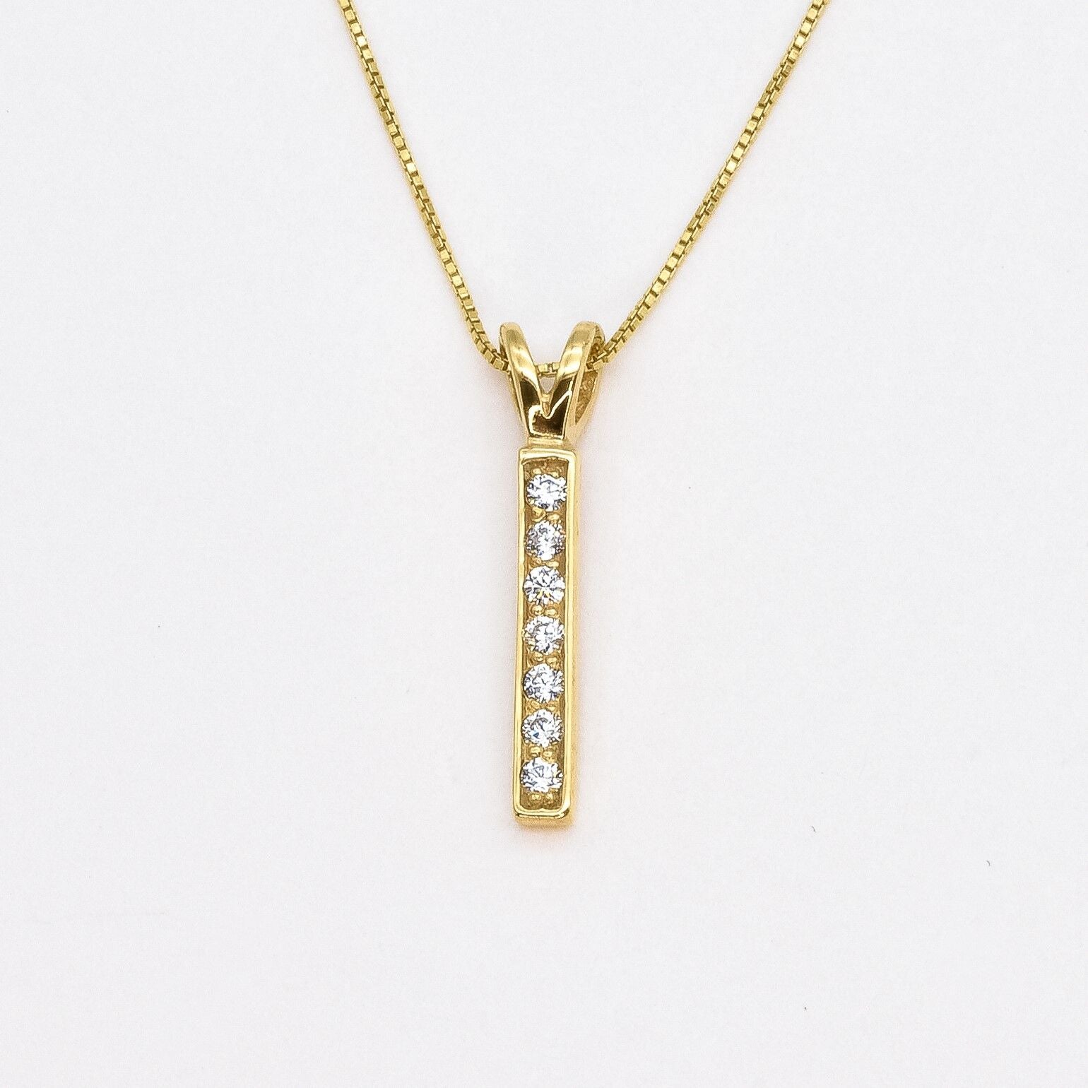 Bar Diamond Pendant, Created CZ Diamond, Minimalist Necklace, Gold Drop Pendant, Layered Necklace Gold, Small Pendant, Gold Vermeil Necklace