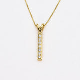 Rose Gold Diamond Pendant - Pink Bar Necklace - Sparkly Vintage Necklace