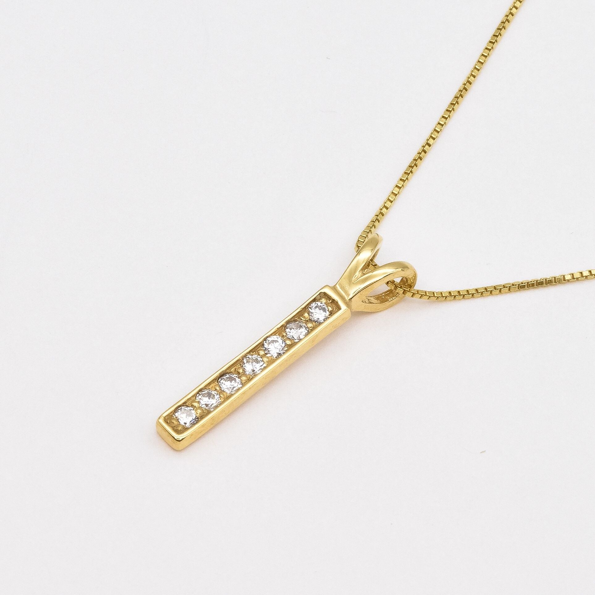 Bar Diamond Pendant, Created CZ Diamond, Minimalist Necklace, Gold Drop Pendant, Layered Necklace Gold, Small Pendant, Gold Vermeil Necklace