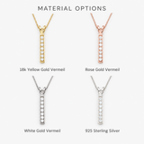 Rose Gold Diamond Bar Necklace - Dainty Vertical Bar Pendant - Sparkling Diamond Necklace
