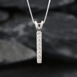 Vertical Diamond Necklace - Layering Necklace - Diamond Drop Pendant