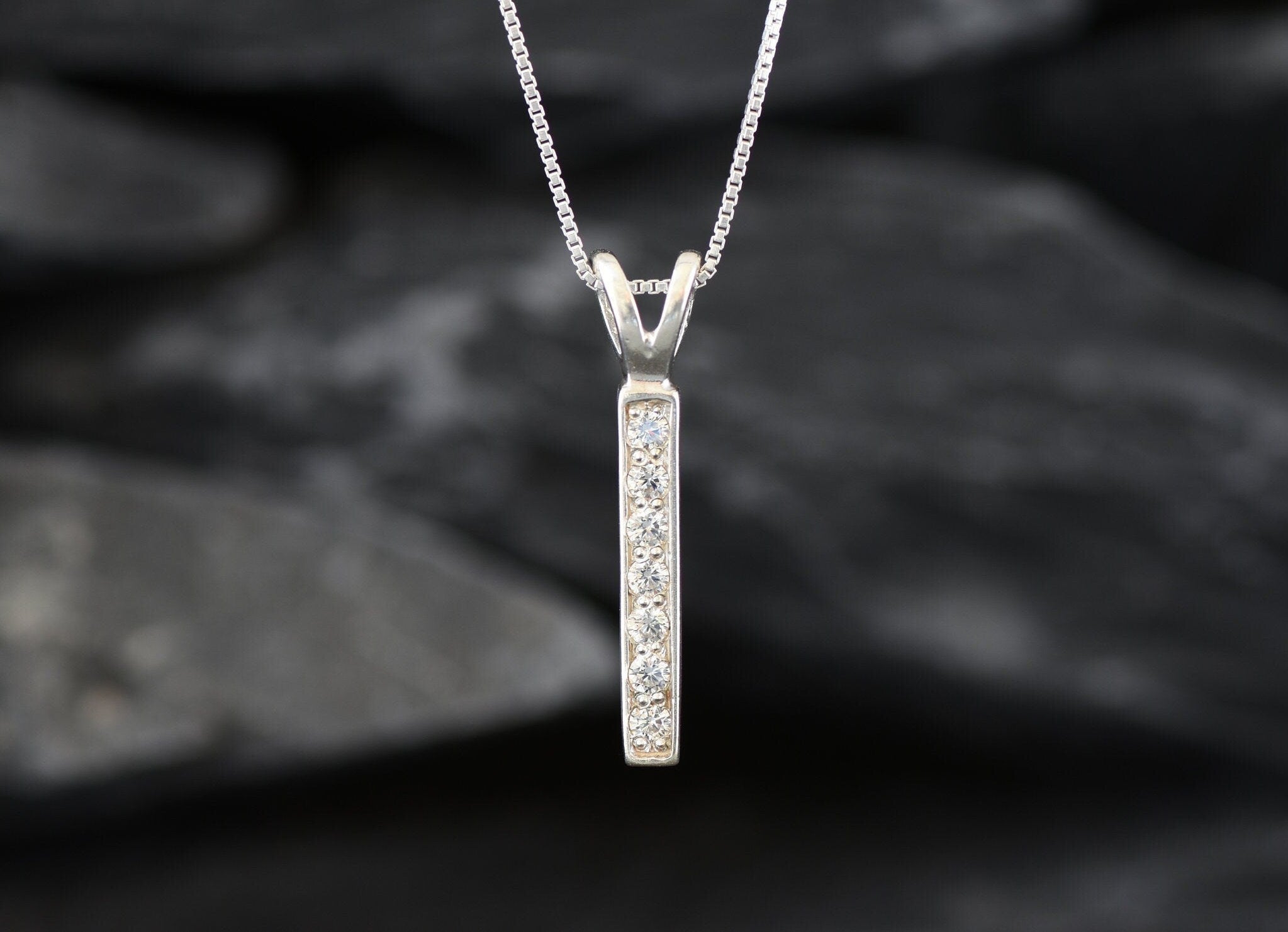 Bar Diamond Pendant, Created CZ Diamond, Minimalist Necklace, Gold Drop Pendant, Layered Necklace Gold, Small Pendant, Gold Vermeil Necklace(3)