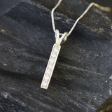 Vertical Diamond Pendant - Gold Diamond Necklace, Bar Diamond Pendant