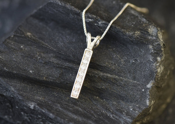 Vertical Diamond Necklace - Layering Necklace - Diamond Drop Vertical Diamond Necklace - Layering Necklace - Diamond Drop